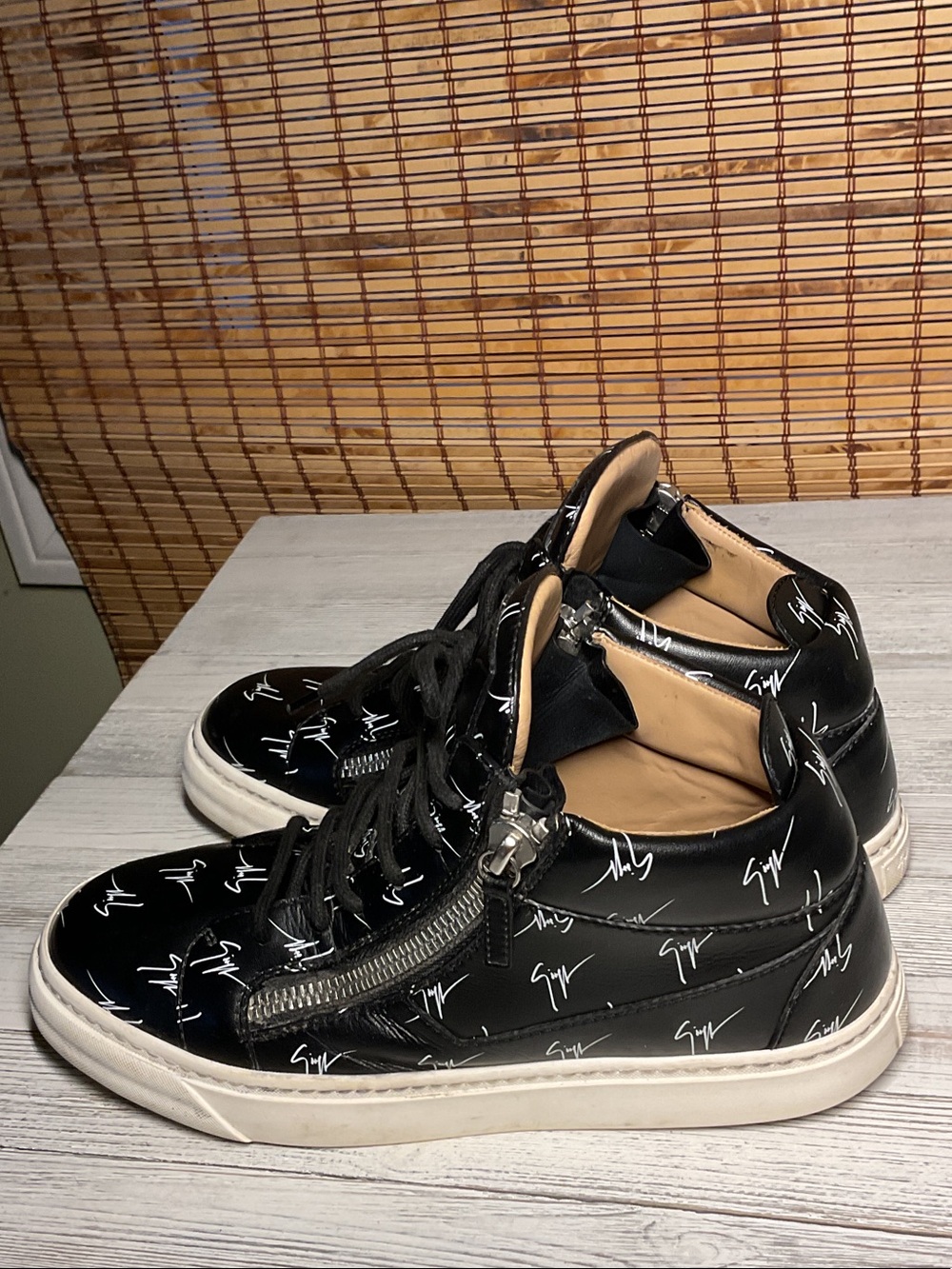 Giuseppe Zanotti Kriss Black high Top Sneaker-Dual Zipper, Size 40 Italy